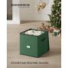 imageSONGMICS Christmas Ornament Storage Box Dual Zippers Stackable Christmas Storage Container with Lid 8 Trays 600D Oxford 3Inch 128 Slots Dove Gray URFB035G01Forest Green