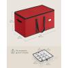 imageSONGMICS Christmas Ornament Storage Box Dual Zippers Stackable Christmas Storage Container with Lid 8 Trays 600D Oxford 3Inch 128 Slots Dove Gray URFB035G01Cherry Red