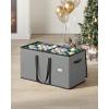 imageSONGMICS Christmas Ornament Storage Box Dual Zippers Stackable Christmas Storage Container with Lid 8 Trays 600D Oxford 3Inch 128 Slots Dove Gray URFB035G01Dove Gray