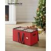 imageSONGMICS Christmas Ornament Storage Box Dual Zippers Stackable Christmas Storage Container with Lid 8 Trays 600D Oxford 3Inch 128 Slots Dove Gray URFB035G01Cherry Red