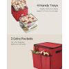 imageSONGMICS Christmas Ornament Storage Box Dual Zippers Stackable Christmas Storage Container with Lid 8 Trays 600D Oxford 3Inch 128 Slots Dove Gray URFB035G01Cherry Red