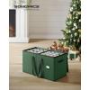 imageSONGMICS Christmas Ornament Storage Box Dual Zippers Stackable Christmas Storage Container with Lid 8 Trays 600D Oxford 3Inch 128 Slots Dove Gray URFB035G01Forest Green