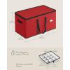 imageSONGMICS Christmas Ornament Storage Box Dual Zippers Stackable Christmas Storage Container with Lid 8 Trays 600D Oxford 3Inch 128 Slots Dove Gray URFB035G01Cherry Red
