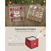 imageSONGMICS Christmas Ornament Storage Box Dual Zippers Stackable Christmas Storage Container with Lid 8 Trays 600D Oxford 3Inch 128 Slots Dove Gray URFB035G01Cherry Red
