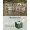 imageSONGMICS Christmas Ornament Storage Box Dual Zippers Stackable Christmas Storage Container with Lid 8 Trays 600D Oxford 3Inch 128 Slots Dove Gray URFB035G01Forest Green