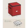 imageSONGMICS Christmas Ornament Storage Box Dual Zippers Stackable Christmas Storage Container with Lid 8 Trays 600D Oxford 3Inch 128 Slots Dove Gray URFB035G01Cherry Red