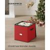 imageSONGMICS Christmas Ornament Storage Box Dual Zippers Stackable Christmas Storage Container with Lid 8 Trays 600D Oxford 3Inch 128 Slots Dove Gray URFB035G01Cherry Red