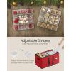 imageSONGMICS Christmas Ornament Storage Box Dual Zippers Stackable Christmas Storage Container with Lid 8 Trays 600D Oxford 3Inch 128 Slots Dove Gray URFB035G01Cherry Red