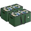 imageSONGMICS Christmas Ornament Storage Box Dual Zippers Stackable Christmas Storage Container with Lid 8 Trays 600D Oxford 3Inch 128 Slots Dove Gray URFB035G01Forest Green