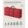 imageSONGMICS Christmas Tree Storage Bag with 16Inch Wheels Rolling Storage Bag up to 9 ft For Disassembled Holiday Tree LengthAdjustable Handles 600D Oxford Fabric Dove Gray URXS004G01Cherry Red