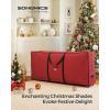 imageSONGMICS Christmas Tree Storage Bag with 16Inch Wheels Rolling Storage Bag up to 9 ft For Disassembled Holiday Tree LengthAdjustable Handles 600D Oxford Fabric Dove Gray URXS004G01Cherry Red