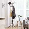 imageSONGMICS Coat Rack Freestanding Metal Coat Rack Stand with 12 Hooks and 3 Legs Coat Tree Coffee Brown URCR18Z