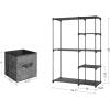 imageSONGMICS Freestanding Closet Organizer Bundle with Storage Cubes Portable Wardrobe Set with 2 Hanging Rods and 6 NonWoven Fabric Bins Black and Black URYG24BK and UROB026B01