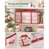 imageSONGMICS Large Christmas Decoration Storage Box 4Inch 54 Slots Plastic Christmas Bauble Storage Box with Lid Dual Zippers 6 Trays Side Handles Sandy Gold URFB030A01Cherry Red