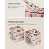 imageSONGMICS Large Christmas Decoration Storage Box 4Inch 54 Slots Plastic Christmas Bauble Storage Box with Lid Dual Zippers 6 Trays Side Handles Sandy Gold URFB030A01Cherry Red