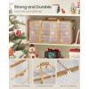 imageSONGMICS Large Christmas Decoration Storage Box 4Inch 54 Slots Plastic Christmas Bauble Storage Box with Lid Dual Zippers 6 Trays Side Handles Sandy Gold URFB030A01Sandy Gold