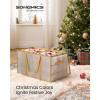 imageSONGMICS Large Christmas Decoration Storage Box 4Inch 54 Slots Plastic Christmas Bauble Storage Box with Lid Dual Zippers 6 Trays Side Handles Sandy Gold URFB030A01Sandy Gold