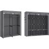 imageSONGMICS 2Column Wardrobe Closet and 4Column Clothes Storage Bundle 4 Hanging Rods and Shelves 4 Side Pockets Gray URYG094G02 and URYG02GY