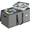 imageSONGMICS Christmas Ornament Storage Box Dual Zippers Stackable Christmas Storage Container with Lid 8 Trays 600D Oxford 3Inch 128 Slots Dove Gray URFB035G01Dove Gray