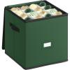 imageSONGMICS Christmas Ornament Storage Box Dual Zippers Stackable Christmas Storage Container with Lid 8 Trays 600D Oxford 3Inch 128 Slots Dove Gray URFB035G01Forest Green