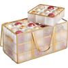 imageSONGMICS Large Christmas Decoration Storage Box 4Inch 54 Slots Plastic Christmas Bauble Storage Box with Lid Dual Zippers 6 Trays Side Handles Sandy Gold URFB030A01Sandy Gold