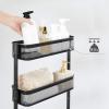 imageSONGMICS Slim Storage Cart SlideOut Trolley 3Tier Rolling Cart with Wire Baskets Space Saving Easy Assembly for Kitchen Bathroom Living Room Small Spaces Black UBSC066B01Black