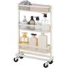 imageSONGMICS Slim Storage Cart SlideOut Trolley 3Tier Rolling Cart with Wire Baskets Space Saving Easy Assembly for Kitchen Bathroom Living Room Small Spaces Black UBSC066B01White