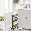 imageSONGMICS Slim Storage Cart SlideOut Trolley 3Tier Rolling Cart with Wire Baskets Space Saving Easy Assembly for Kitchen Bathroom Living Room Small Spaces Black UBSC066B01Black