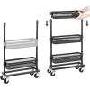 imageSONGMICS Slim Storage Cart SlideOut Trolley 3Tier Rolling Cart with Wire Baskets Space Saving Easy Assembly for Kitchen Bathroom Living Room Small Spaces Black UBSC066B01Black