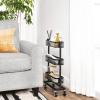 imageSONGMICS Slim Storage Cart SlideOut Trolley 3Tier Rolling Cart with Wire Baskets Space Saving Easy Assembly for Kitchen Bathroom Living Room Small Spaces Black UBSC066B01Black