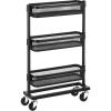 imageSONGMICS Slim Storage Cart SlideOut Trolley 3Tier Rolling Cart with Wire Baskets Space Saving Easy Assembly for Kitchen Bathroom Living Room Small Spaces Black UBSC066B01Black