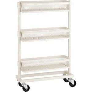 imageSONGMICS Slim Storage Cart SlideOut Trolley 3Tier Rolling Cart with Wire Baskets Space Saving Easy Assembly for Kitchen Bathroom Living Room Small Spaces Black UBSC066B01White
