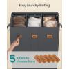 imageSONGMICS 422 Gallon 160 L Laundry Hamper 3Compartment Laundry Basket Sorter with Lid Labels Removable Liner Bags for Bedroom Ink Black URLH013B01Dark Gray