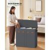 imageSONGMICS 422 Gallon 160 L Laundry Hamper 3Compartment Laundry Basket Sorter with Lid Labels Removable Liner Bags for Bedroom Ink Black URLH013B01Dark Gray