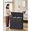 imageSONGMICS 422 Gallon 160 L Laundry Hamper 3Compartment Laundry Basket Sorter with Lid Labels Removable Liner Bags for Bedroom Ink Black URLH013B01Ink Black