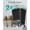 imageSONGMICS Laundry Basket with Wheels 2Section Laundry Sorter 502 Gallons 190 L Rolling Hamper with Removable Bags HeavyDuty Steel Frame Cream White URLS009W01Ink Black