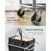 imageSONGMICS Laundry Basket with Wheels 2Section Laundry Sorter 502 Gallons 190 L Rolling Hamper with Removable Bags HeavyDuty Steel Frame Cream White URLS009W01Ink Black