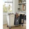 imageSONGMICS Laundry Basket with Wheels 2Section Laundry Sorter 502 Gallons 190 L Rolling Hamper with Removable Bags HeavyDuty Steel Frame Cream White URLS009W01Cream White  Dark Gray  Ink Black