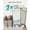 imageSONGMICS Laundry Basket with Wheels 2Section Laundry Sorter 502 Gallons 190 L Rolling Hamper with Removable Bags HeavyDuty Steel Frame Cream White URLS009W01Cream White