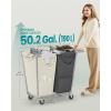 imageSONGMICS Laundry Basket with Wheels 2Section Laundry Sorter 502 Gallons 190 L Rolling Hamper with Removable Bags HeavyDuty Steel Frame Cream White URLS009W01Cream White  Dark Gray