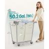 imageSONGMICS Laundry Basket with Wheels 2Section Laundry Sorter 502 Gallons 190 L Rolling Hamper with Removable Bags HeavyDuty Steel Frame Cream White URLS009W01Cream White
