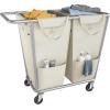 imageSONGMICS Laundry Basket with Wheels 2Section Laundry Sorter 502 Gallons 190 L Rolling Hamper with Removable Bags HeavyDuty Steel Frame Cream White URLS009W01Cream White