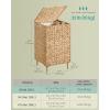 imageSONGMICS Laundry Hamper 2 Sections 343 Gal 130 L Handwoven Water Hyacinth Wicker Laundry Basket with Lid Natural Material Removable Machine Washable Liners Handles Natural ULCB202Y01Natural