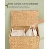 imageSONGMICS Laundry Hamper 2 Sections 343 Gal 130 L Handwoven Water Hyacinth Wicker Laundry Basket with Lid Natural Material Removable Machine Washable Liners Handles Natural ULCB202Y01Natural