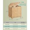 imageSONGMICS Laundry Hamper 2 Sections 343 Gal 130 L Handwoven Water Hyacinth Wicker Laundry Basket with Lid Natural Material Removable Machine Washable Liners Handles Natural ULCB202Y01Natural