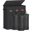imageSONGMICS 422 Gallon 160 L Laundry Hamper 3Compartment Laundry Basket Sorter with Lid Labels Removable Liner Bags for Bedroom Ink Black URLH013B01Ink Black