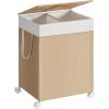imageSONGMICS HOME Laundry Hamper with 3 Section Large 140 L Rolling Laundry Basket with Wheels Rattan Clothes Basket with Lid Removable Liner with Handles Natural Beige and Matte White ULCB602N01Natural Beige  Matte White