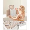 imageSONGMICS 6 Tier Jewelry Box with Drawers Mirror and Lock Storage Organizer for Bracelets Earrings Rings Necklaces Watches Christmas gifts White UJBC152W01