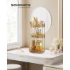 imageSONGMICS Makeup Organizer 3Tier Round Rotating Skincare Organizer Countertop Customizable Toiletries Vanity Organizer Lazy Susan Christmas Gift Cloud White UJKA011W01Champagne Gold