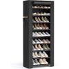 imageSONGMICS 10Tier Shoe Rack Shoe Storage Cabinet with Dustproof Cover FreeStanding Storage Organizer for Closet Entryway Hold 20 Pairs of Shoes for Sneakers High Heels Gray URXJ034GN02Black